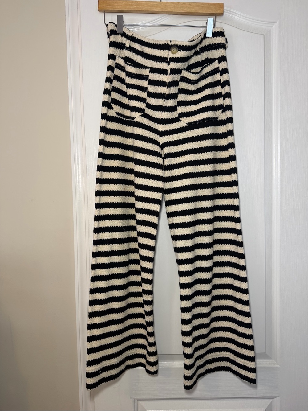 Maeve by Anthropologie “the Colette” Striped Wide-Leg Knit Pants - Black & Cream
